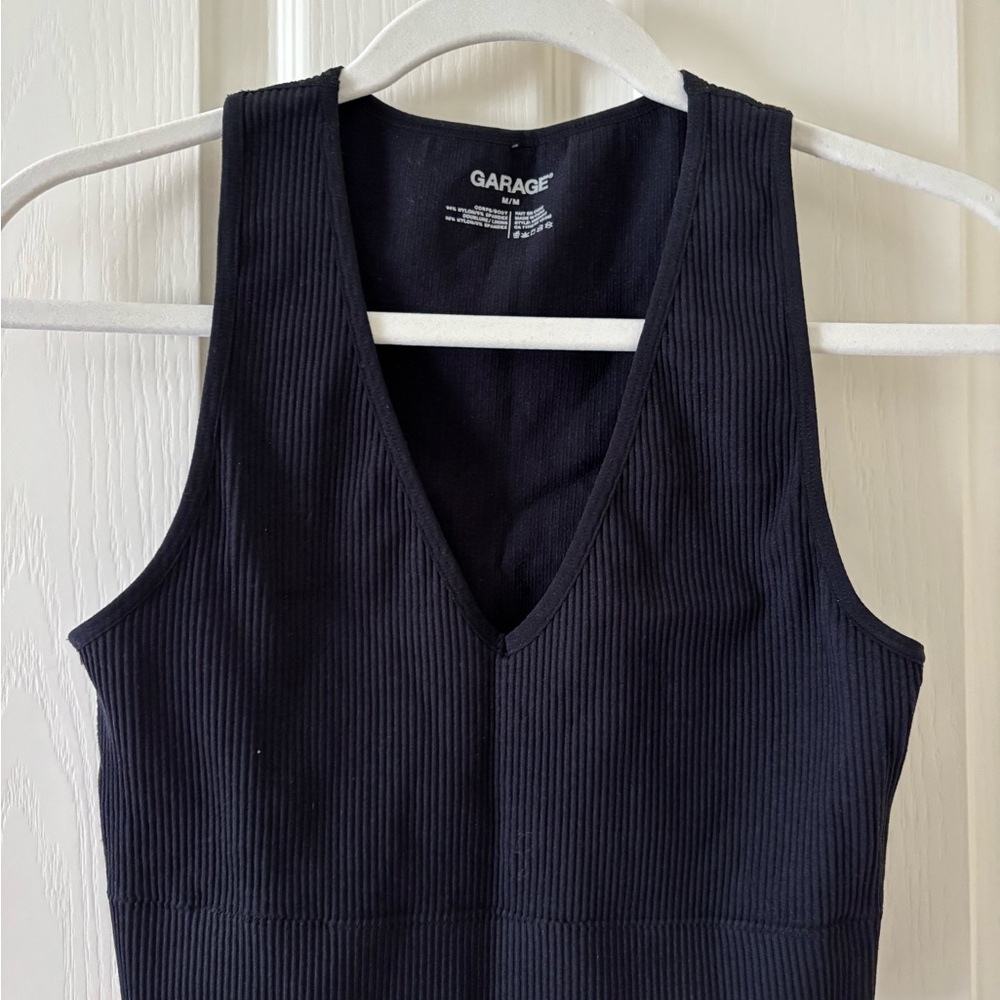 Garage Black Ribbed Tank Top
